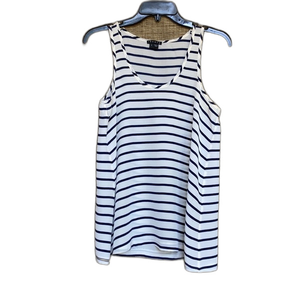 Theory white and black stripes silk tank top - Picture 1 of 5